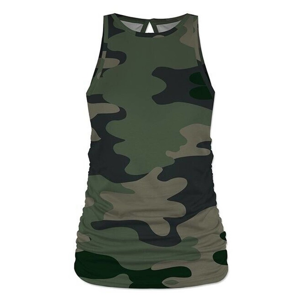 New Without Tag - UDEAR Green Camouflage Ruched High-Neck Tank - Women's Size S
